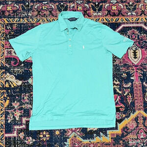 Men's Ralph Lauren Polo Wyndham Championship Size Large Teal Short Sleeve Cotton